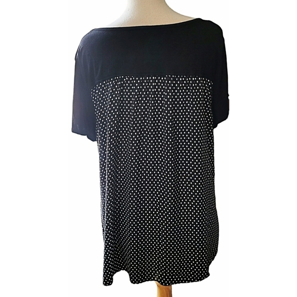Croft & Barrow Black and Polka-dot Tee size XL - Picture 3 of 6